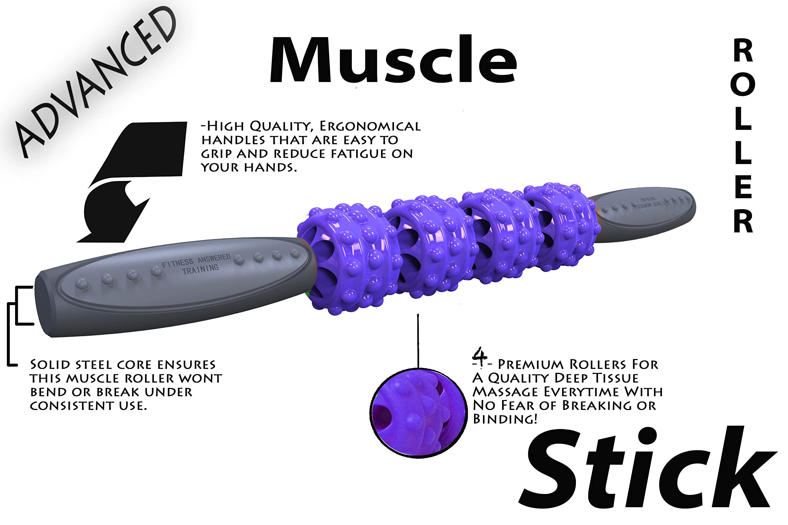 Massage Roller Stick | Muscle Roller Stick - Advanced Purple